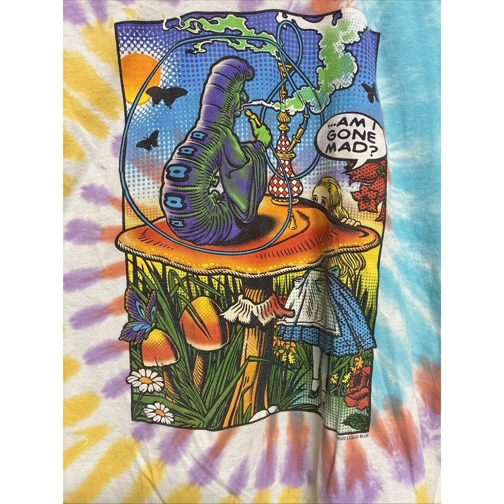 Liquid Blue 2020 Alice In Wonderland Tie Die Am I Gone Mad T-Shirt Size Medium - Picture 2 of 7
